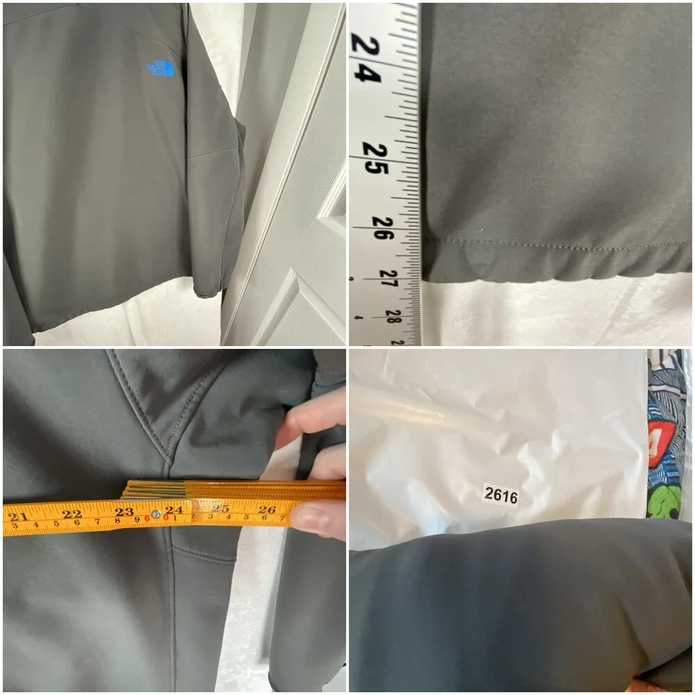 The North Face Jacket Mens 2XL Gray Hooded Softshell Full Zip Fleece Lined Ski